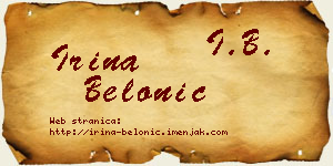 Irina Belonić vizit kartica